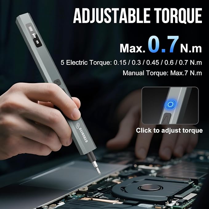 STREBITO 144-Piece Upgraded Electric Screwdriver | Max 0.7 N.m, 120 Magnetic Bits, 5-gear Torque Adjustment, Precision Screwdriver Set, Repair Tool Kit for Electronics and PC