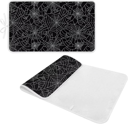 Spider Web Ironing Mat Black Heat Resistant Ironing Blanket Thick Portable Travel Ironing Pad for Table Top Washer and Dryer,Large Foldable Ironing Padding 32 x 16 Inch