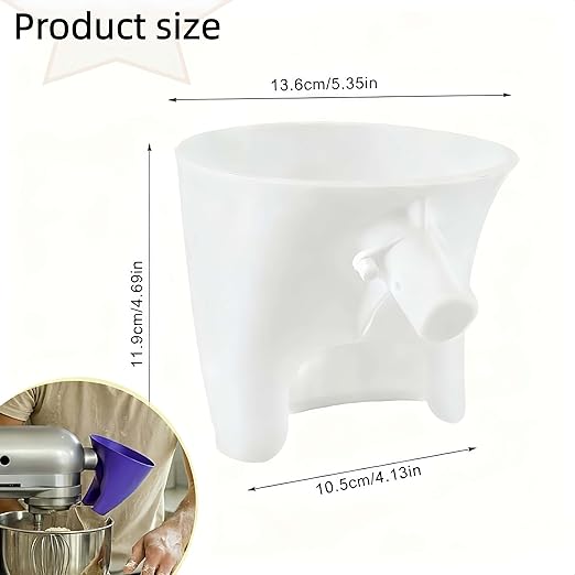 Flour Funnel for KitchenAid Mixer 5 Qt, Anti-Splash Attachment for Tilt-Head Stand Mixer 4.5 & 5 Quart (KSM150), Dishwasher Safe No-Mess Baking Tool, Easy Pour Accessory (Red)