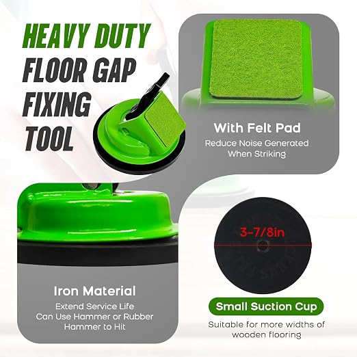 Heavy Floor Gap Fixer Tool with 5pcs Sticky Pad | 45°Striking Surface &Enhanced Suction Cup, Made of Iron. Plank Grabber Floor Fix Pro for Laminate, Vinyl Plank, Hardwood.