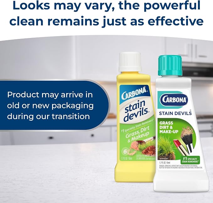 Carbona Stain Devils #6 (1.7 Fl Oz), Targeted Spot Cleaner for Grass, Dirt & Make-Up Stains, Safe on Skin & Washable Fabrics