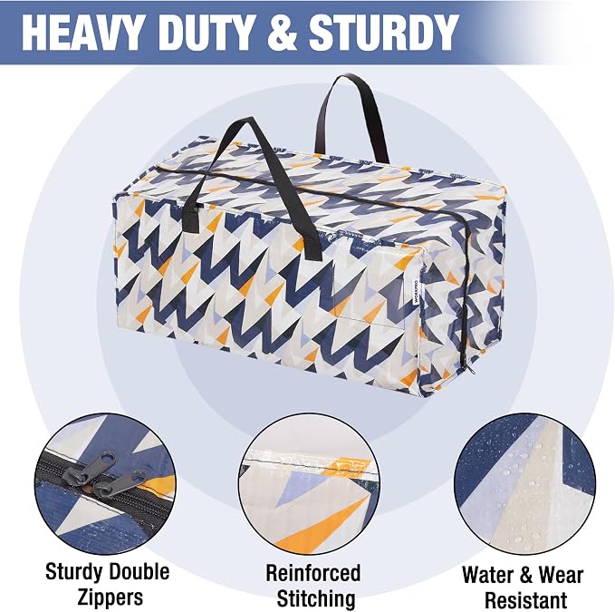 WORKPRO 6 Pack Extra Large Moving Bags with Backpack Straps & Handles | Heavy Duty Moving Storage Bags, W - Alphabet Printing, Double Zippers for Moving, Dorm, Closet Storage & Travel