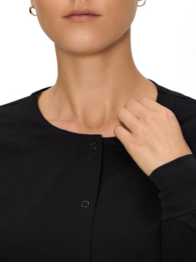 COZYFIT Scrub Jackets for Woman, Snap Front Nurse Jacket | 3 Pockets, Soft Fabric Layer, Easy Shift Layer, Easy Care, For Nurses, Clinics, Daily Medical Uniforms, Shift Wear
