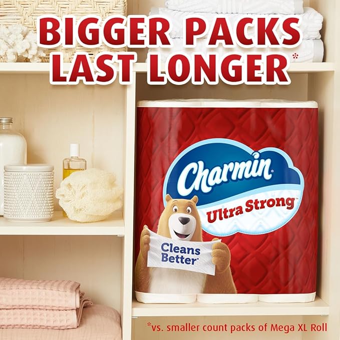Charmin Ultra Strong Toilet Paper, 18 Mega XL = 108 Regular