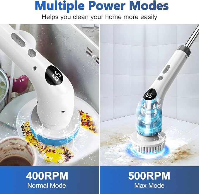 qimedo Electric Spin Scrubber, Rechargeable Handheld Electric Scrubber for Cleaning, Cordless Power Dish Scrubber with 7 Brushes for Bathtub Grout Tile Floor