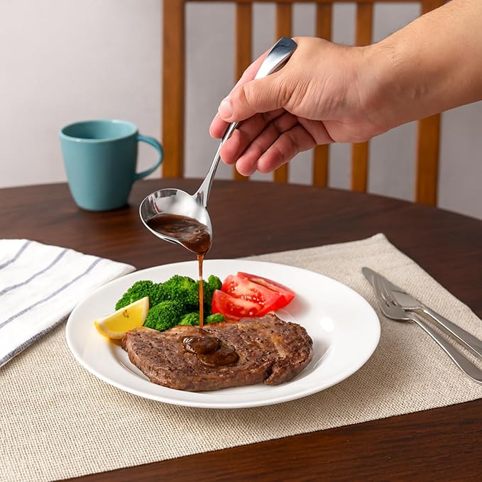 IMEEA 7-Inch Small Sauce Ladle with Pour Spout 18/10 Stainless Steel Drizzle Spoon for Gravy, Dressing, Sauce