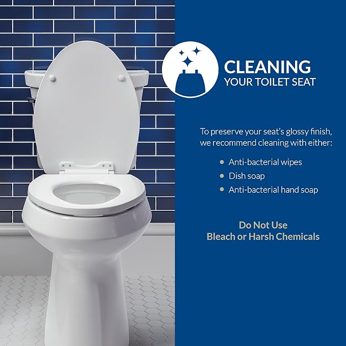 Mayfair Padded Toilet Seat, Cushioned Soft Vinyl over Wood Core Seat, Secure Hinges, Easy Clean, Made in USA, Round, Sky Blue (Pack of 2)