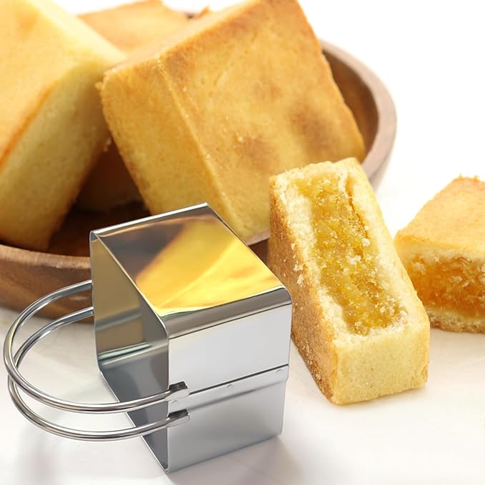 ALLTOP 5 Pieces Biscuit Cutter with Handle, Stainless Steel Baking Essential Tool for Effortless Square Cookie Shaping,Pastry,Cake Decoration Creation–Precise Cut Utensil for Dumpling,Scone, Donut