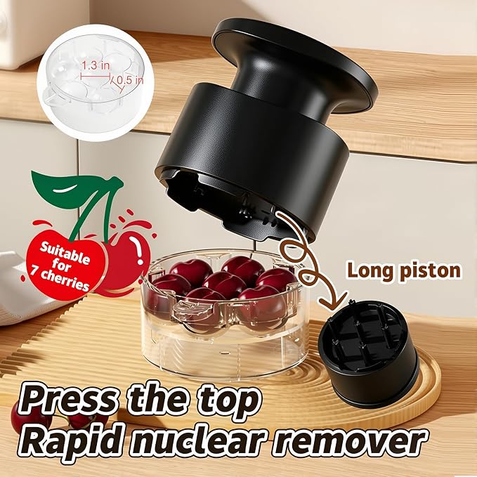 Cherry Pitter Multiple, Quick Release Multi Cherries Stoner Pitter 7-in-1, Push Button Cherry Core Pitter Tool with Splatter Protector, Pit Seed Remover for Making Jam Cherry Dishes