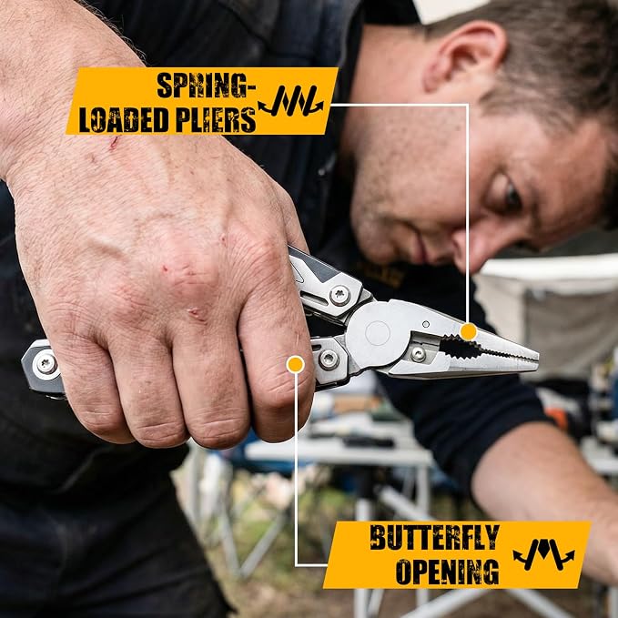 Multper 21-in-1 Multitool with Pocket Knife & Scissors,Screwdriver | Foldable Stainless Steel Multi Tool with EDC Sheath,Self-locking, Ideal for Camping, Survival,Simple Repair, Gifts for Men