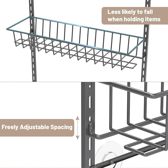 ElegantArray 10-Tier Pantry Door Organizer, Deep Gray | Over The Door Pantry Organizer Rack and Storage, Hanging Spice Rack Shelves Door, Home Office Laundry Room Bathroom & Kitchen