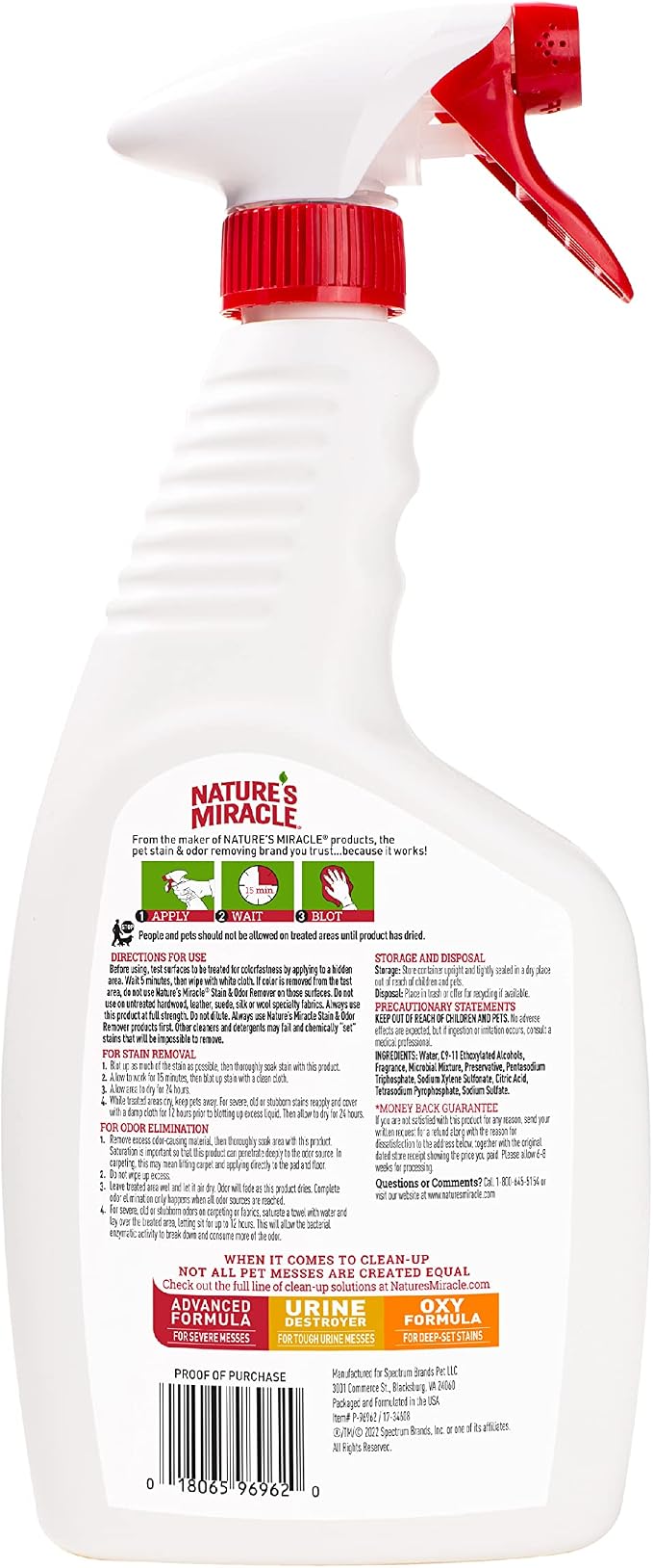 Nature’s Miracle Dog Stain & Odor Remover, Enzymatic Cleaner, 24 oz | Tough on Dog Urine, Feces, Vomit, Drool and Other Organic Stains and Odors, For Multiple Surfaces, Fresh Scent