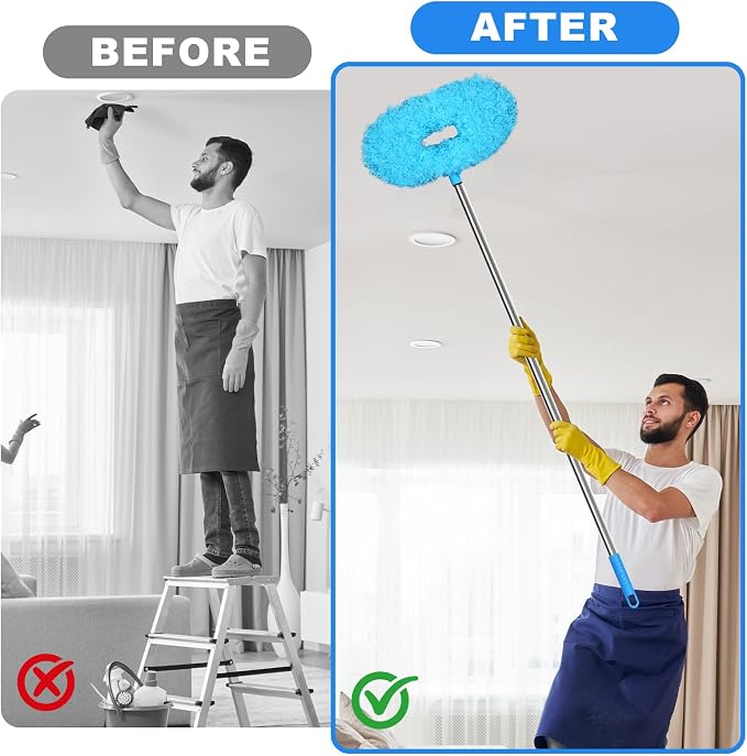 Storystore Ceiling Fan Cleaner Duster - Adjustable Duster with Extension Pole,Dusters for Cleaning Fan Blade, Walls and Cobweb (7FT/Blue)