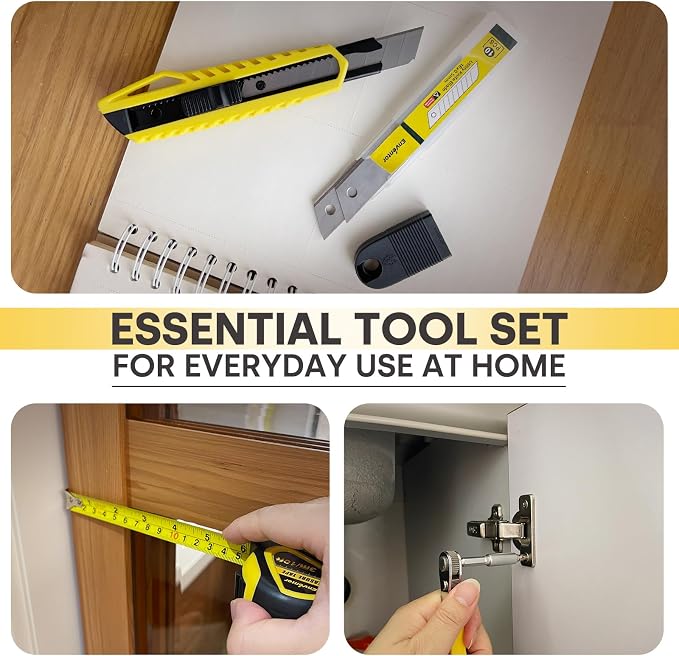 ENVENTOR Home Tool Kit, Basic Household Auto Repair Tool Set with Toolbox Storage Case, General Household Tool Kit for Men Women Home Maintenance, DIY Projects, 90 PCS General Hand Tools Kit