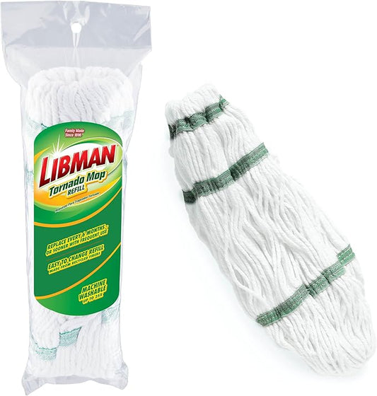 Libman Tornado Mop Refills | Self Wringing | Cotton Mop Head | Twist | Twist Head Replacement | Machine Washable | 4 Self Wring Heads | Direct Replacement Heads for The Tornado