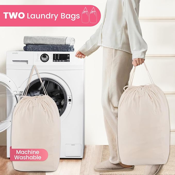 MCleanPin 210L Pink Laundry Hamper Large Collapsible Basket with Laundry Bags, Dirty Clothes Hamper,Laundry Basket with Handles,Washable Laundry Bags,Foldable Dorm Hamper for College (Rose Pink)