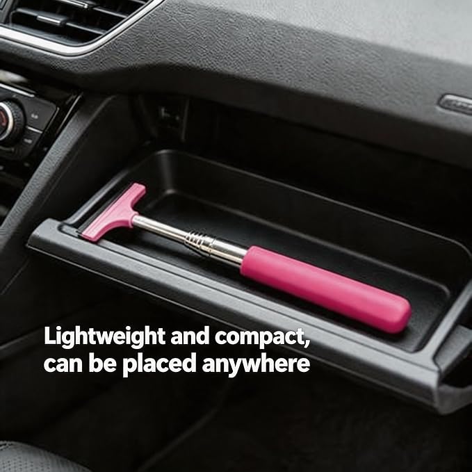2PCS Telescopic Car Rearview Mirror Squeegee – Retractable Auto Glass Cleaner with Long Handle, Portable Water Wiper for All Vehicles, Universal Automotive Accessory (Pink/Pink)