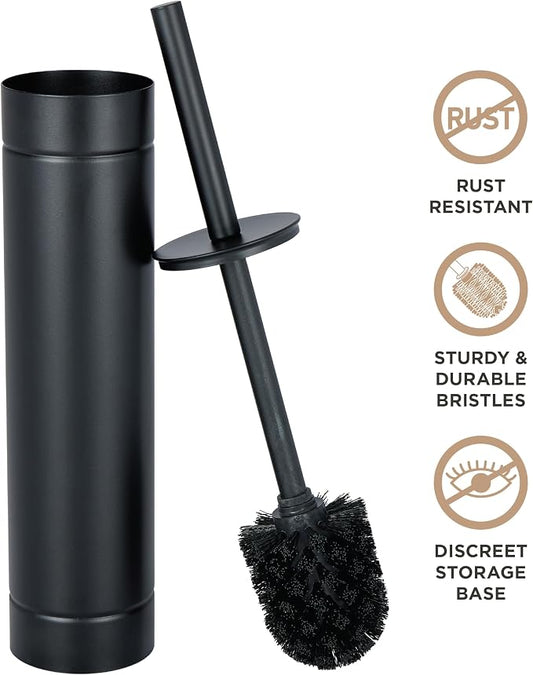 Bath Bliss Toilet Brush with Weighted Base | Slender Design | 360 Degree Brush | Bathroom Cleaning | Black