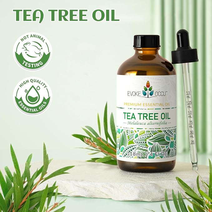 EVOKE OCCU Tea Tree Oil for Skin, Face, Toenail, Hair | Add to Body Wash, Soap, Foot Soak - 118mL / 4 fl.oz