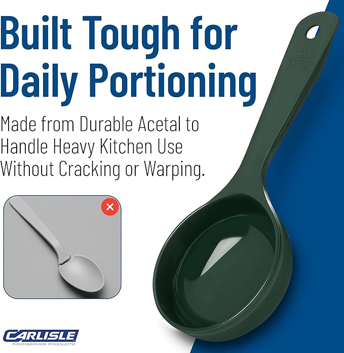 Carlisle FoodService Products Measure Miser Solid Measuring Spoon with Short Handle, 4 Ounces, Green (Pack of 12)