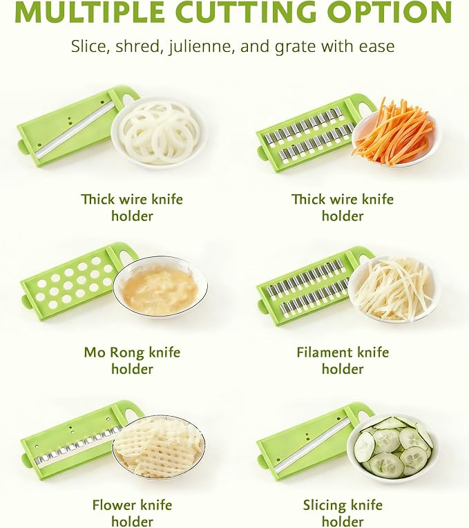 ADOV Mandoline Slicer for Kitchen, Adjustable Mandoline Food Slicer, Vegetable Slicer for Potato, Onion, Cucumber, Veggie Slicer, Multifunctional Vegetable Chopper with Container, Essential Kitchen