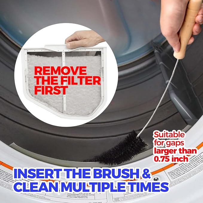 Holikme 3 Pieces Dryer Vent Cleaner Kit - Lint Removal Cleaning Tool, Dryer Vent Trap Vacuum Brush, Long Flexible Refrigerator Coil Brush,Crevice Gap Cleaning Tool Brush