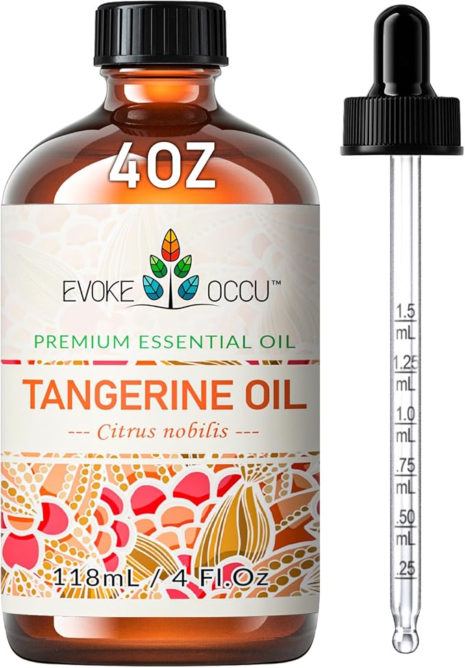 EVOKE OCCU Tangerine Essential Oil for Diffuser, Skin, Massage | Refreshing Fragrance for DIY, Perfume, Candle Soap Making Scent, Suitable for Home, Office - 4 fl oz / 118 mL