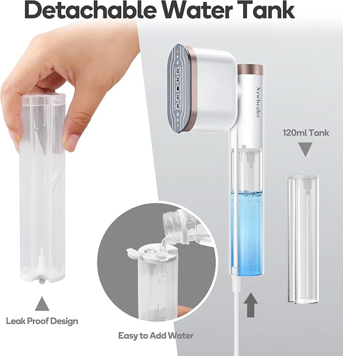 Newbealer Soft Cushion Brush and Detachable Water Tank, Only for NB316C | 120ml, 2 Piece Replacement Parts for Garment Steamer, Reusable Accessories