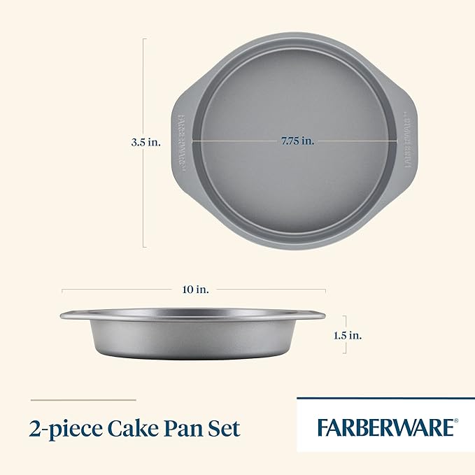 Farberware Golden Bake Bakeware Nonstick Round Cake Pan Set, 2-Piece, Gray