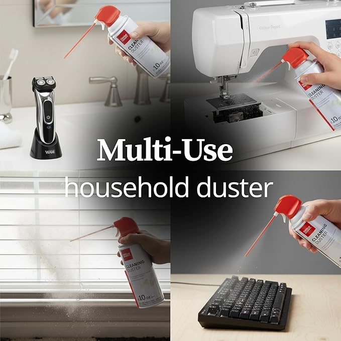 Office Depot Cleaning Duster, 10 Oz Compressed Canned Air for Electronics, Keyboard Cleaner for Computer, Laptop, PC, Printer, Office Equipment, Moisture-Free, Pack of 6