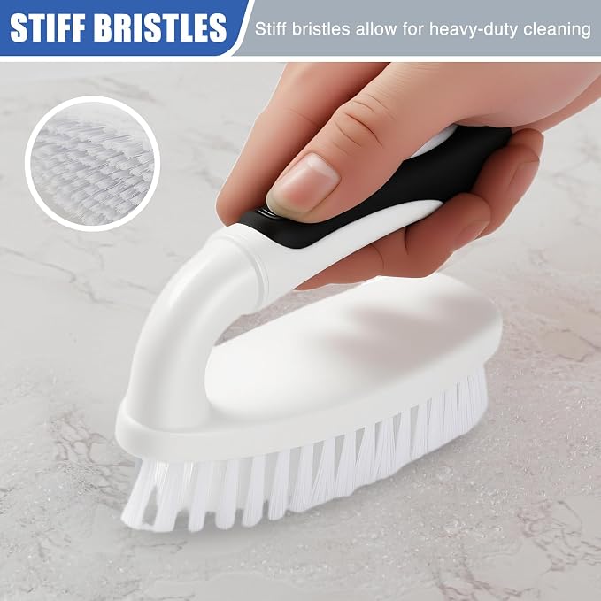 Scrub Brushes for Cleaning Bathtub Scrubber Heavy Duty Scrub Brush with Handle Stiff Bristle Cleaning Brush for Shower, Kitchen, Sink, Bathroom, Floor (Black)