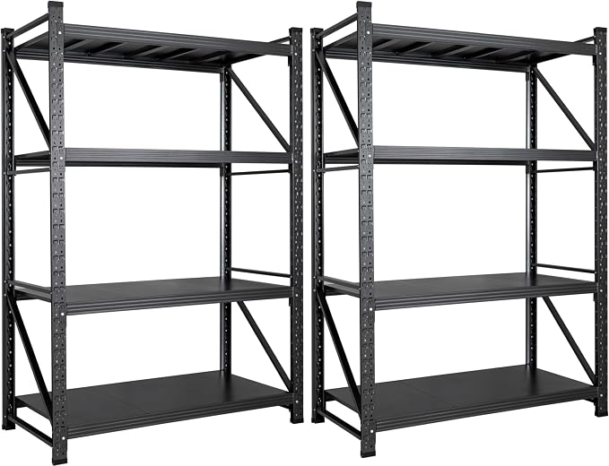 Set of 2 48" Wide Heavy Duty Garage Shelving Units,3000LBS 24 Deep Storage Shelves,Metal Garage Shelves,Large Storage Rack,Steel Shelf,Industrial Shelving for Shop,Warehouse,48" W x 24" D x 70" H