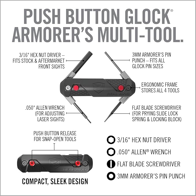 Real Avid Glock Accessories - Choose Between 2-in-1 Tool, 4-in-1 Tool or Pro Pack for Glock (Features Gun Mat, 2-in-1 Tool Cleaning Kit & Mag Tool)