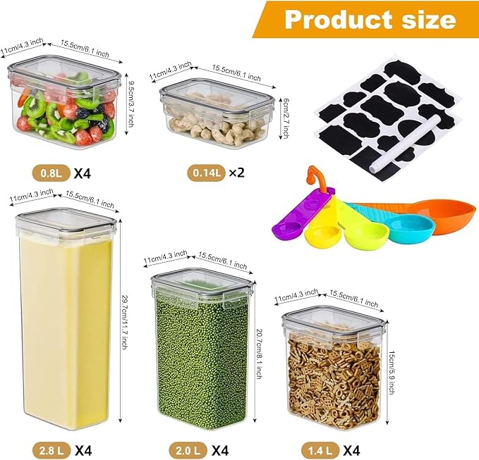 18 Pack Airtight Food Storage Containers
