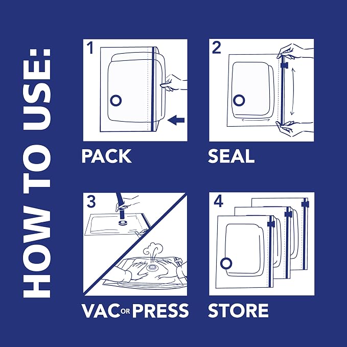 Hefty Shrink-Pak Vacuum Storage Bags - Space Saver for Under Bed Storage, Clothing and Comforters, Odor Resistant, 3X More Storage Space - 3 Large, 3 XL Bags