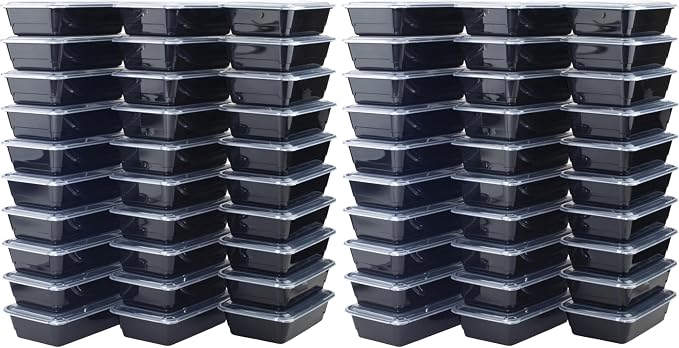 GoodCook Meal Prep Rectangle Single Compartment 30 units, Black, BPA Free (Pack of 2)
