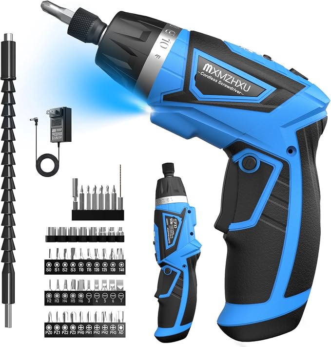 8V Cordless Screwdriver,10+1 Precision Torque Electric Screwdriver | Upgraded Max 10N·m 2000mAh Rechargeable Screw Gun with 50-Piece Kit,180° Pivoting Handle,LED Light,Gift for DIY & Home