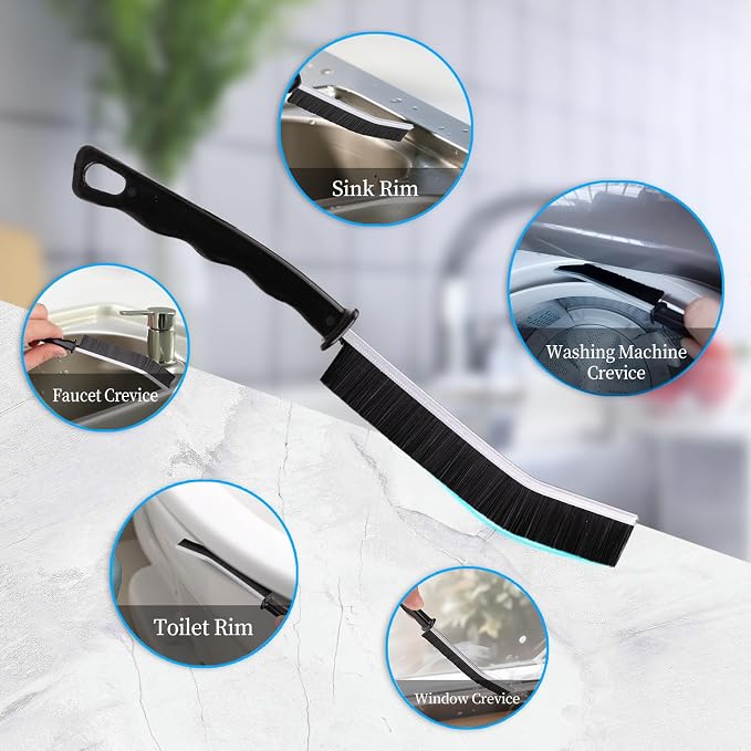 2 Pcs Crevice Cleaning Brush Hard Bristle Gap Brush Multifunctional for Bathroom Household Kitchen Tiles Window Crevice Cleaning Tool (Style 2)
