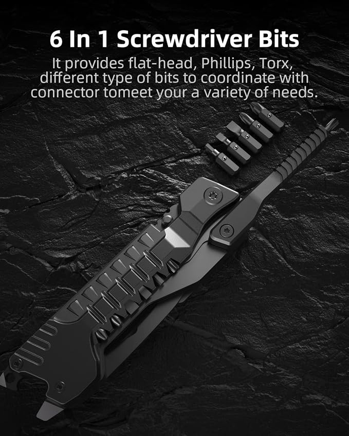 17 in 1 Multitool Knife Fire Starting Stick Bottle Opener Saw for Camping | Screwdrivers Whistle Window Breaker for Hiking, Outdoor, Survival and Everyday Use Gifts for Men Dad
