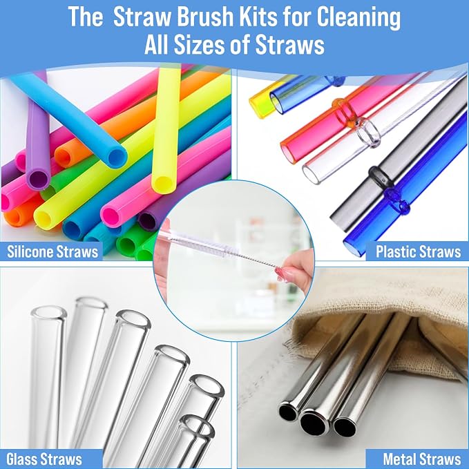 Water Bottle Cleaner Brush Set for Owala 24oz/32oz/40oz Cup,5 Pcs | Multifunctional Bottle Brush and Long Straw Cleaner Brush Set,Cleaning Kit for Owala/Stanley/Yeti Tumbler Cup Accessories