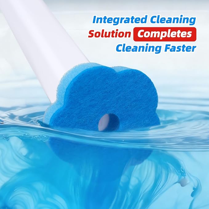 Disposable Toilet Brush with 48 Refills, Toilet Brushes and Holders, Wall Mounted Toilet Bowl Cleaner Wand for Bathroom Maintenance