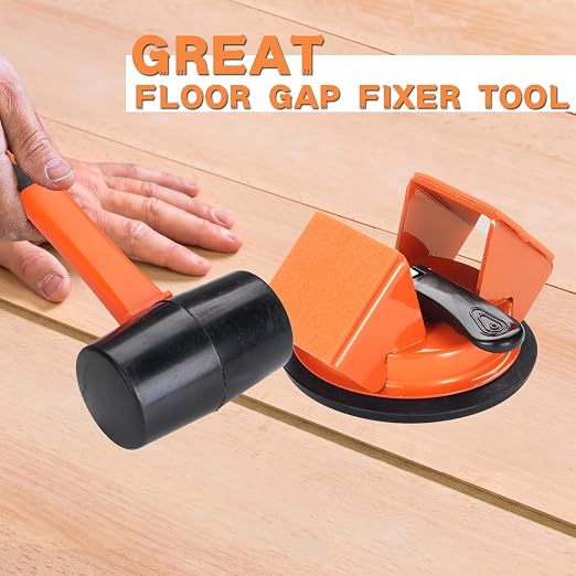 REXBETI Floor Gap Fixer Tool, Plank Gap Repair Kit, Heavy Duty Suction Cup | Double 45° Widened Striking, 10Pcs Sticky Pads, Laminate Flooring Tool, Fixer Laminate/Vinyl Flooring/Hardwood/LVP