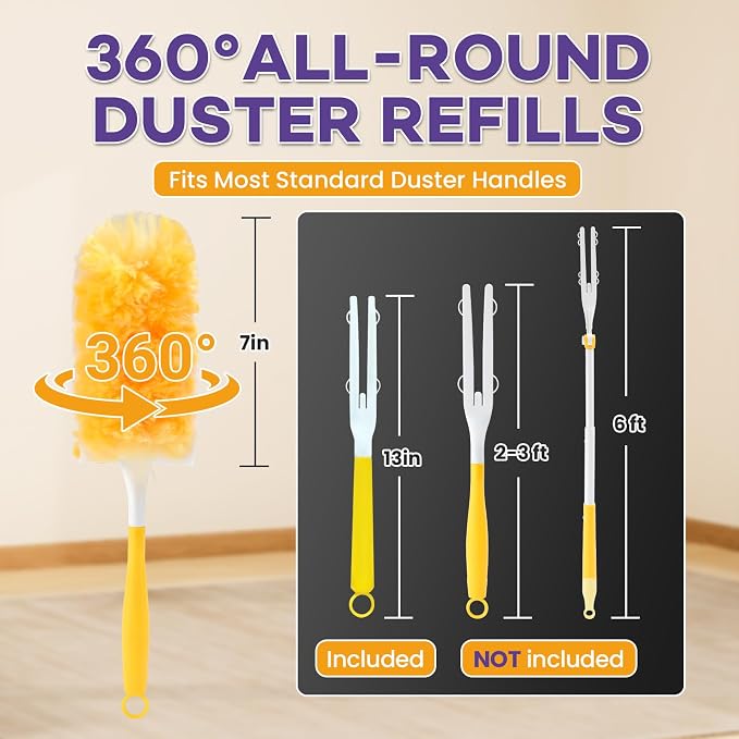 80 Count Duster Refills for Swiffe 360° Dusting Refills with Short Handles | Multi-Surface Microfibre Dusters Kit for Home Office Cleaning, Heavy Duty Disposable Duster Refills