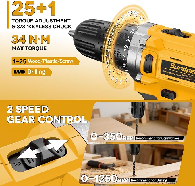 Sundpey 267 Pcs Tool Kit Set for Home with 21V Cordless Drill & Drawer Case | Portable Complete Tool Box, with 2 Batteries & Charger & Mechanic Set,for Men Women,for Household House Garage Apartment Dorm