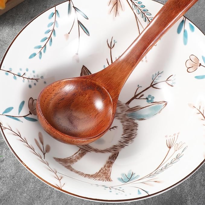 Wooden Ladle for soup, 11 Inch Wooden Soup Spoon, Long Handle Ladle Spoon, Large Kitchen Woodens Scoop for Cooking Serving Cookware, Gravy Sauce Porridge
