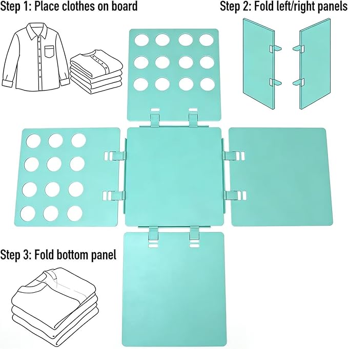 Plastic Clothes Folding Board, T-Shirt Folder Organizer for Laundry, Blue, 21.5 x 27.5 Inch, for Sweaters and Casual Wear (BLUE)