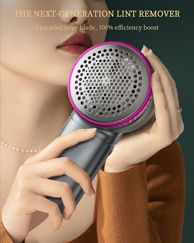 Fabric Shaver with Lint Brush, Large Lint Shaver with Digital Display | 3-Speeds Lint Remover with 6-Leaf Blades, 1200mAh Electric Sweater Shaver to Remove Pilling for Clothes, Furniture
