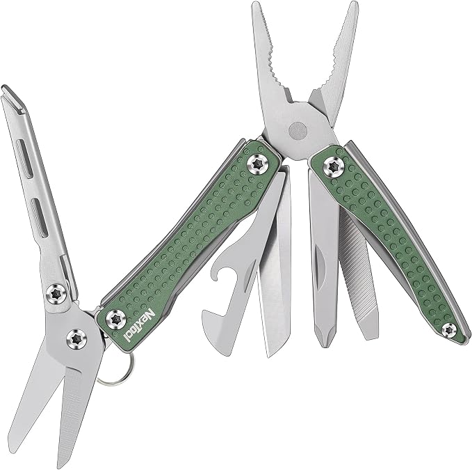 NexTool Mini Flagship EDC Keychain Multitool, Mini Pocket Knife (Green) | 10-in-1 Multi Tool, 30Cr13 Full Size Scissors, EDC Fifth-Pocket Tool, Cool Gadgets for Men, Gifts for Men on Christimas