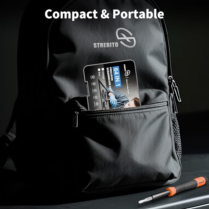 STREBITO Micro Screwdriver Set 64 in 1 Magnetic Screwdriver Set with Torx | Triwing, Pentalobe, Gamebit, Electronic Repair Tool Kit for Computer, PC, Laptop, Phone, PS5, XBOX, Switch, Watch, Eyeglasses