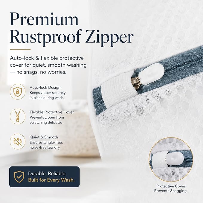 Honeycomb Mesh Laundry Bags for Delicates, 6Pcs Bra & Lingerie Wash Bags with Zipper, Mesh Washing Bags for Machine 12x16 Inch